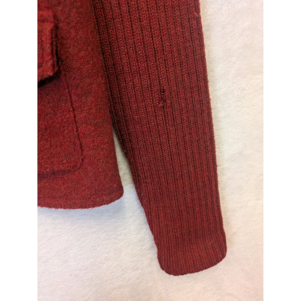 Willi Smith Womens 100% Wool Button Front Cardigan‎ Jacket Burgundy Red Size M
